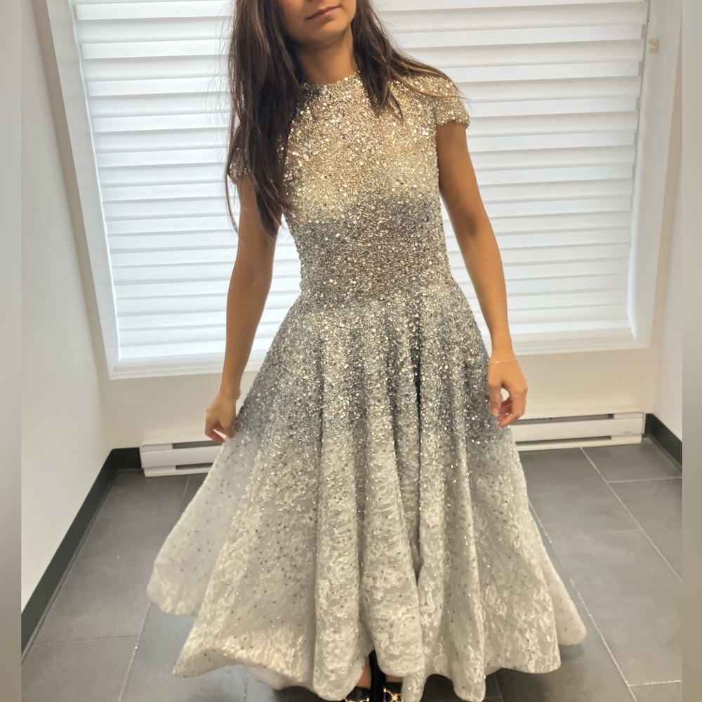 Medium Elegant Silver Glitter Dress handmade from Dubai